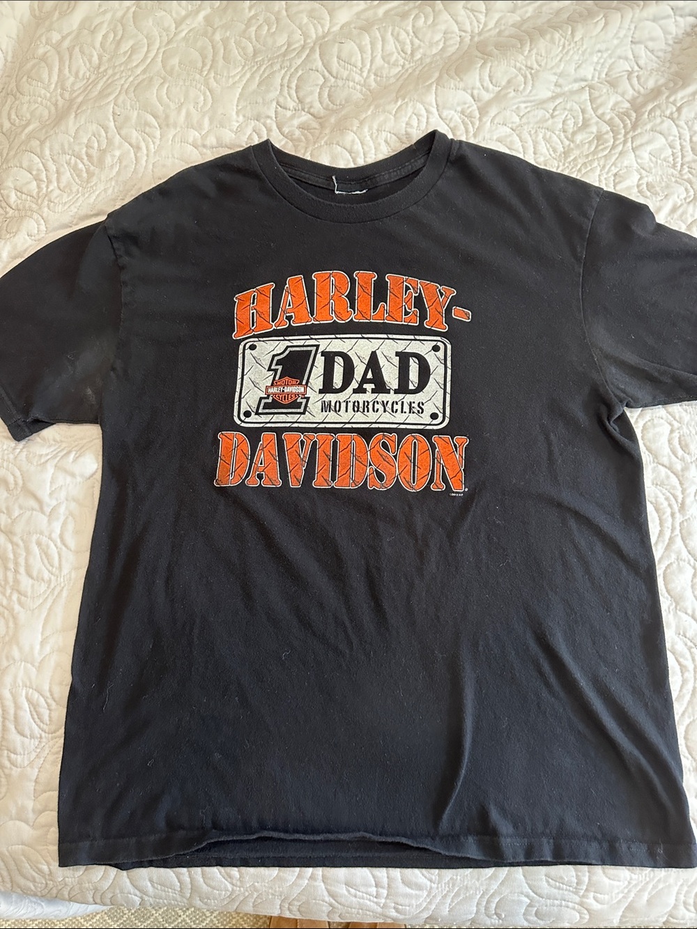 Harley-Davidson Black Short Sleeve Tee with Orange Logo- Size XL
